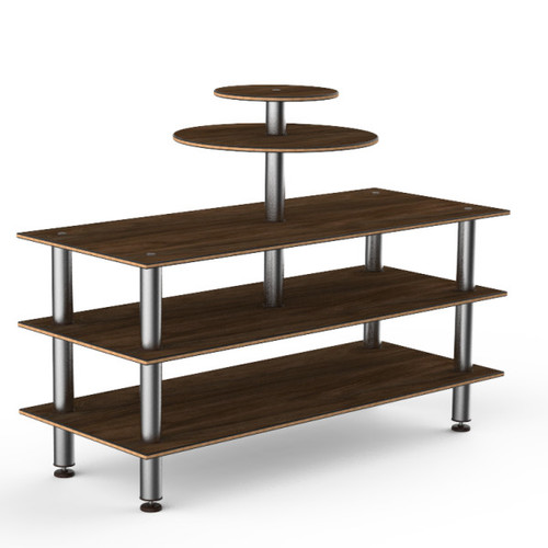 Mogogo - Modular 71" x 47" x 53.5" Mango Wood / Brushed Stainless Steel Multi-Purpose Display Station - MGCMLB12WSXF