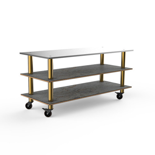 Mogogo - Modular 71" x 29.5" x 35" Grey Slate / Brushed Brass Large Pro Unit W/ Stainless Steel Top & Casters - MGCMLA05GBXW