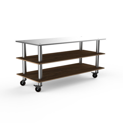 Mogogo - Modular 71" x 29.5" x 35" Mango Wood / Brushed Stainless Steel Large Pro Unit W/ Stainless Steel Top & Casters - MGCMLA05WSXW