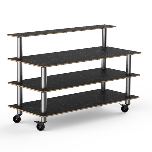 Mogogo - Modular 71" x 29.5" x 47" Black Marble / Brushed Stainless Steel Classic Plus Unit W/ Casters - MGCMLB13MSXW
