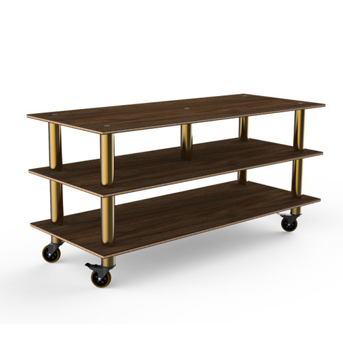 Mogogo - Modular 71" x 29.5" x 35" Mango Wood / Brushed Brass Midhole Display Unit W/ Casters - MGCMLB09WBXW