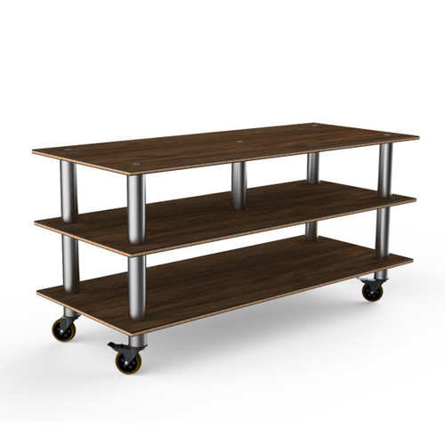 Mogogo - Modular 71" x 29.5" x 35" Mango Wood / Brushed Stainless Steel Midhole Display Unit W/ Casters - MGCMLB09WSXW