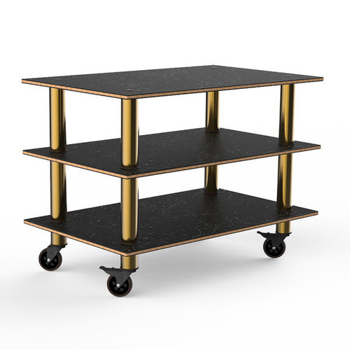 Mogogo - Modular 47" x 29.5" x 35" Black Marble / Brushed Brass Classic Medium Unit W/ Casters - MGCMLX02MBXW