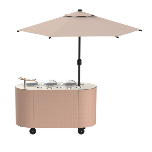 Mogogo - Oval 92" x 90" x 98" Gelato Cart W/ Cream Cover & Cream Umbrella - MGCOVC01VXCC