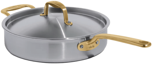 Made In - 3.5QT Stainless Clad 5-Ply Saute Pan With Antique Brass Handle