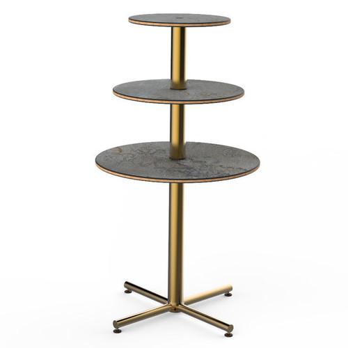 Mogogo - Polo 30" x 55" Grey Slate / Brushed Brass Round Display Table - MGCPPR01GBXX