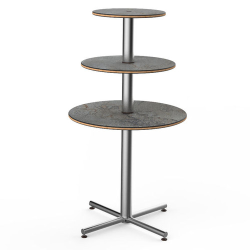 Mogogo - Polo 30" x 55" Grey Slate / Brushed Stainless Steel Round Display Table - MGCPPR01GSXX
