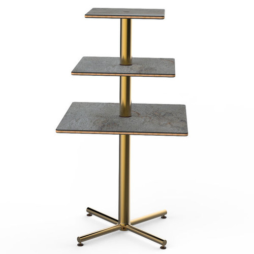 Mogogo - Polo 30" x 30" x 55" Grey Slate / Brushed Brass Square Display Table - MGCPPS01GBXX