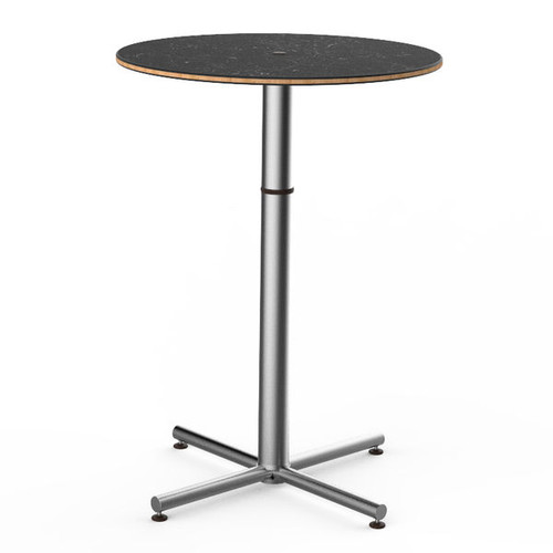 Mogogo - Polo 30" x 42" Black Marble / Brushed Stainless Steel Round Bar Table - MGCPBR01MSXX