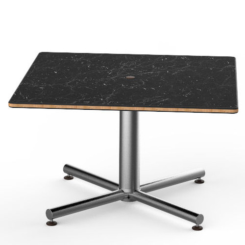 Mogogo - Polo 30" x 30" x 18" Black Marble / Brushed Stainless Steel Square Coffee Table - MGCPFS01MSXX