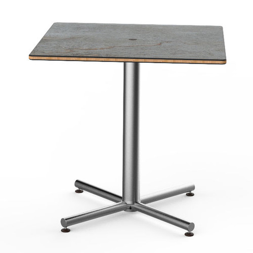 Mogogo - Polo 30" x 30" x 29" Grey Slate / Brushed Stainless Steel Square Bistro Table - MGCPRS01GSXX