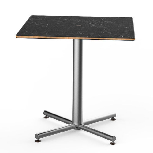 Mogogo - Polo 30" x 30" x 29" Black Marble / Brushed Stainless Steel Square Bistro Table - MGCPRS01MSXX
