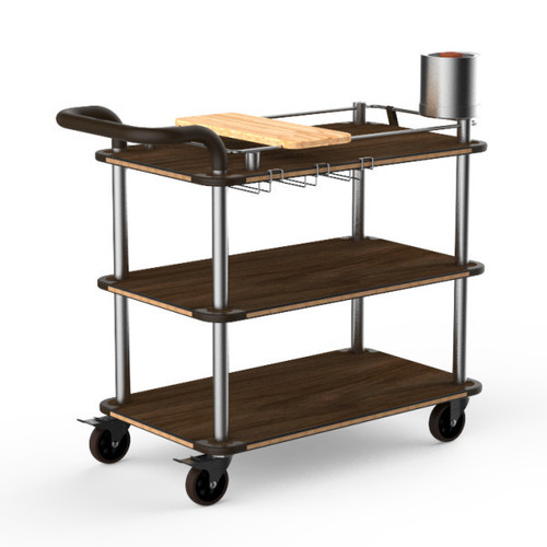 Mogogo - Roll'n 41.5" x 21" x 40.5" Bamboo / Brushed Stainless Steel Mixology Cart W/ Bumper & Leather Handle - MGCRNX03BSXX