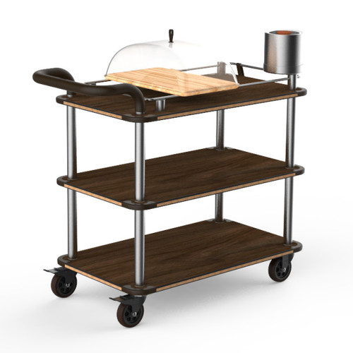 Mogogo - Roll'n 41" x 21" x 40" Mango Wood / Brushed Brass Cheese Plate & Wine Cart W/ Bumper & Leather Handle - MGCRNX04WSXX