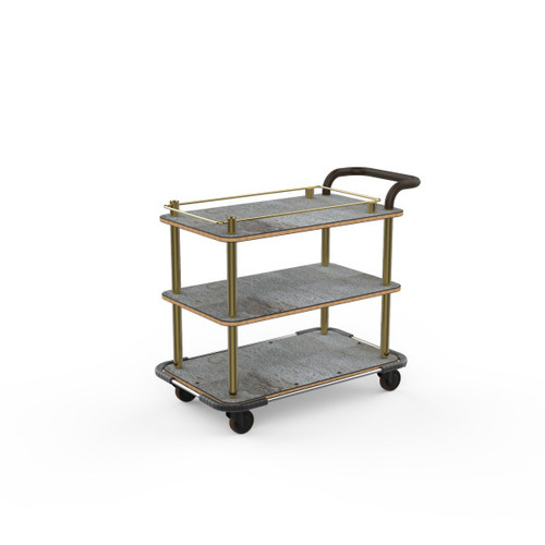 Mogogo - Roll'n 42.5" x 24" x 36" Grey Slate / Brushed Brass Top Border Cart W/ Bumper & Leather Handle - MGCRNX08GBXX