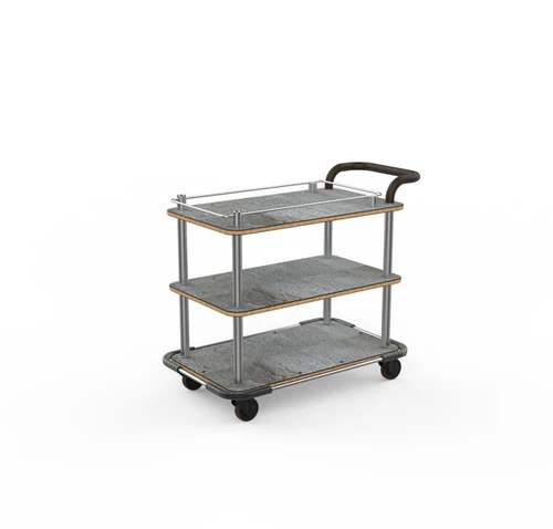 Mogogo - Roll'n 42.5" x 24" x 36" Grey Slate / Brushed Stainless Steel Top Border Cart W/ Bumper & Leather Handle - MGCRNX08GSXX