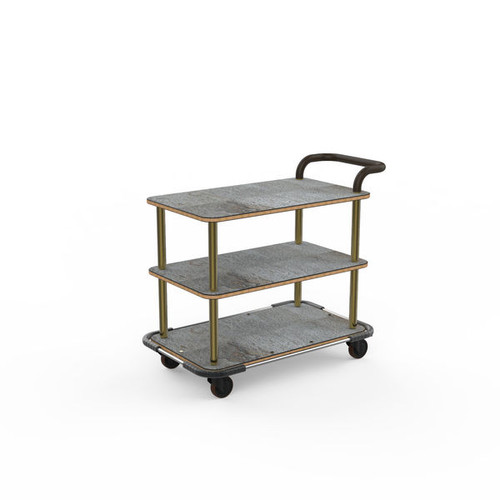 Mogogo - Roll'n 42.5" x 24" x 36.5" Grey Slate / Brushed Brass Service Cart W/ Bumper & Leather Handle - MGCRNX11GBXX