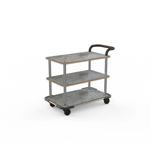 Mogogo - Roll'n 42.5" x 24" x 36.5" Grey Slate / Brushed Stainless Steel Service Cart W/ Bumper & Leather Handle - MGCRNX11GSXX
