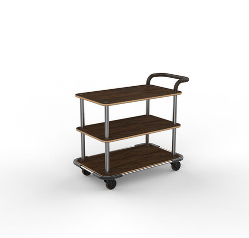 Mogogo - Roll'n 42.5" x 24" x 36.5" Mango Wood / Brushed Stainless Steel Service Cart W/ Bumper & Leather Handle - MGCRNX11WSXX