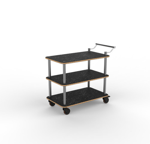 Mogogo - Roll'n 41" x 21" x 36.5" Black Marble / Brushed Stainless Steel Service Cart - MGCRNX09MSXX