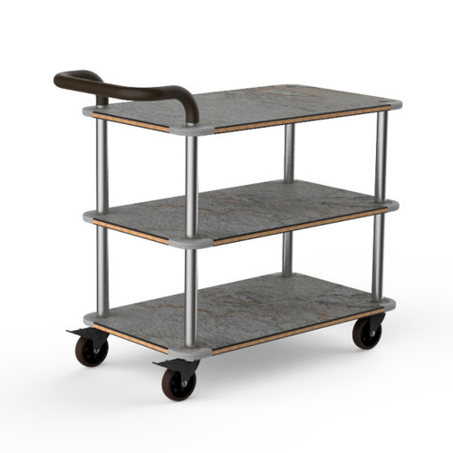 Mogogo - Roll'n 41.5" x 21" x 36" Grey Slate / Brushed Stainless Steel Service Cart W/ Bumper & Leather Handle - MGCRNX01GSXX