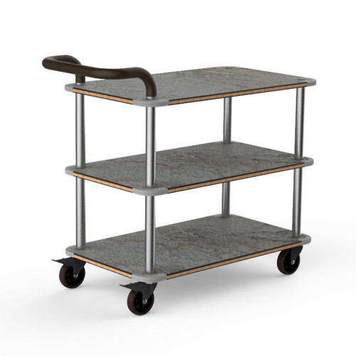 Mogogo - Roll'n 41.5" x 21" x 36" Bamboo / Brushed Stainless Steel Service Cart W/ Bumper & Leather Handle - MGCRNX01BSXX