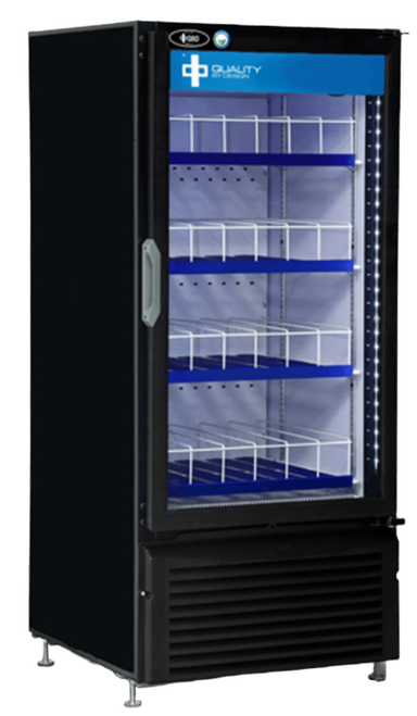 QBD - 25" Black Refrigerator w/ 1 Glass Swing Door & Organizer Shelves - CD10-HC/GR