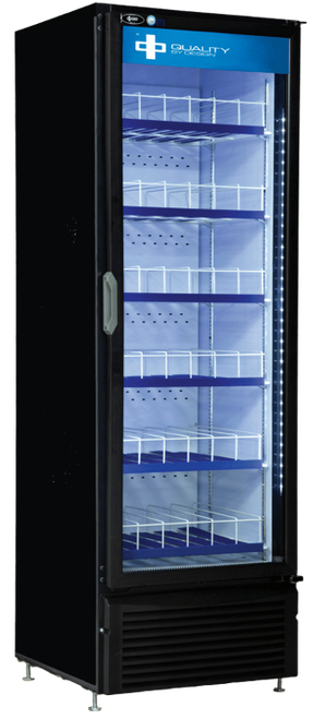 QBD - 25" Black Slim Full Height Refrigerator w/ 1 Glass Swing Door & Organizer Shelves - CD20-HC/GR
