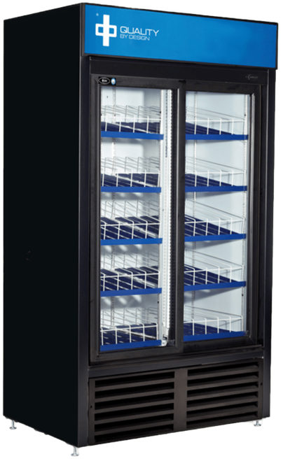 QBD - 44" Black Refrigerator w/ 2 Sliding Glass Doors & Organizer Shelves - CD38-HC/GR