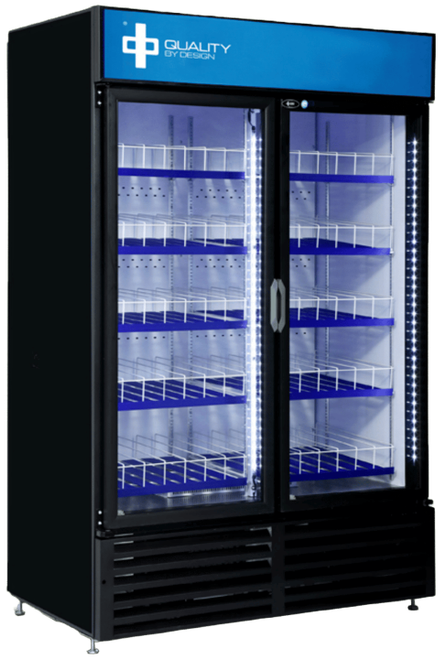 QBD - 52" Black Refrigerator w/ 2 Glass Swing Doors & Organizer Shelves - CD47-HC/GR