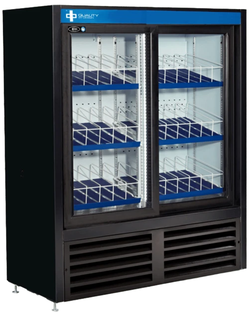 QBD - 47" Black Refrigerator w/ 2 Sliding Glass Doors & Organizer Shelves - CD4154-HC/GR