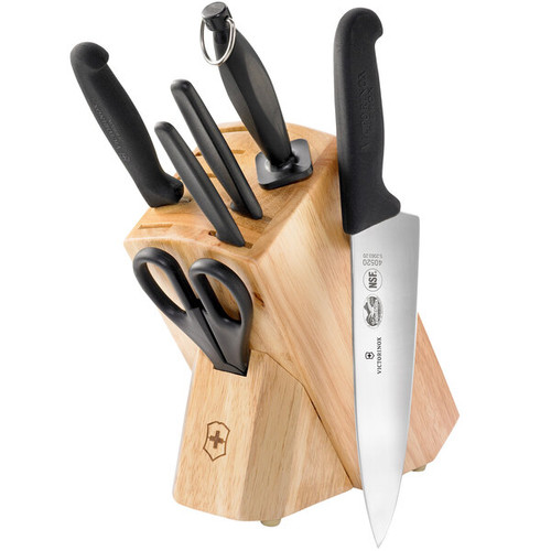 Victorinox - Fibrox 7 Piece Knife Set w/ Oak Knife Block - 5.1193.7-X2