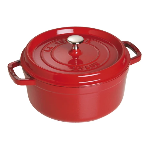 Staub - 3.8 L (4 QT) Cherry Red Round Cast Iron Cocotte