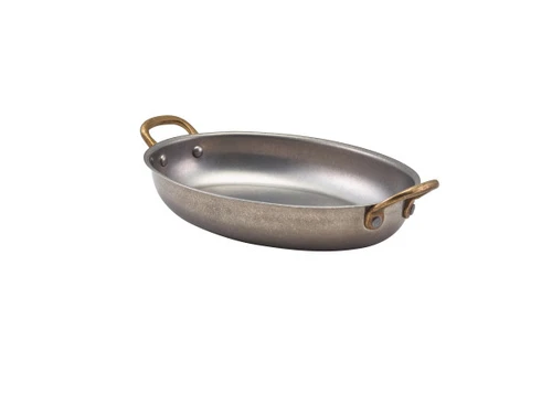 Genware - 26.5oz Vintage Stainless Steel Oval Dish (6 Per Case) - GWSSD21V