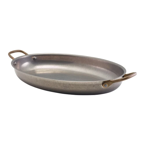 Genware - 56oz Vintage Stainless Steel Oval Dish (3 Per Case) - GWSSD34V