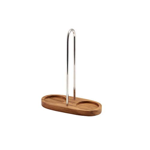 Genware - 6.75" x 3.1" x 8.6" Acacia Wood Salt & Pepper Grinder Stand (12 Per Case) - GWWSPGRS