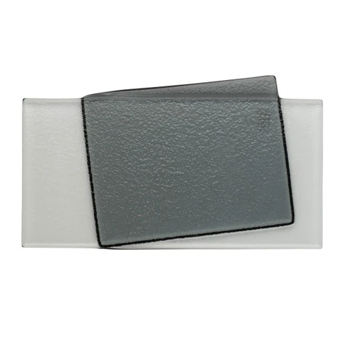 Steelite - 4"x 5" Shadows Grey & Clear Rectangle Glass Tray (6 Per Case) - 6590B930