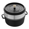 Staub - Black 5.2L Round Cocotte With Steamer