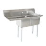 Omcan - 18" X 18" X 11" Two Tub Sink With 1.8" Corner Drain And Left Drain Board - 25250