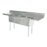 Omcan - 18" X 18" X 11" Three Tub Sink With 1.8" Corner Drain And Two Drain Boards - 22117