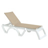Grosfillex - Jamaica Beach Beige With White Frame Stacking Chaise Lounge (16 Pack)