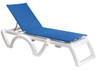 Grosfillex - Jamaica Beach Blue With White Frame Stacking Chaise Lounge