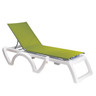 Grosfillex - Jamaica Beach Fern Green With White Frame Stacking Chaise Lounge (16 Pack)