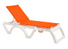 Grosfillex - Jamaica Beach Orange With White Frame Stacking Chaise Lounge (16 Pack)