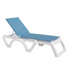Grosfillex - Jamaica Beach Sky Blue With White Frame Stacking Chaise Lounge (16 Pack)