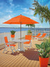 Grosfillex - Jamaica Beach Orange With White Frame Folding Chair (2 Pack)