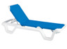 Grosfillex - Marina Blue With White Frame Adjustable Chaise Lounge