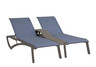 Grosfillex - Sunset Madras Blue/ Volcanic Black Outdoor Stackable Duo Chaise Lounge