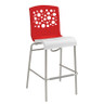 Grosfillex - Tempo Red Back/ White Seat Stacking Barstool