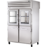 True - Spec Series 52" Stainless Steel Pass-Thru Refrigerator w/ Glass & Solid Swing Doors - STR2RPT-2HG/2HS-2S-HC